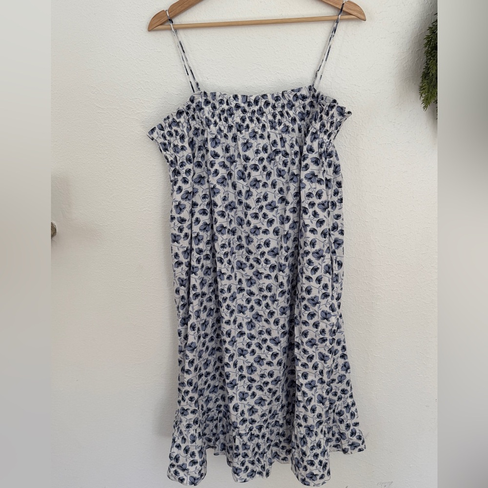 Carly Jean Los Angeles White Midi Dress with Navy Floral Print